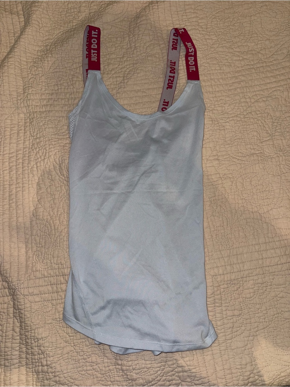Nike White Athletic Tank with Pink 'Just Do It' Straps